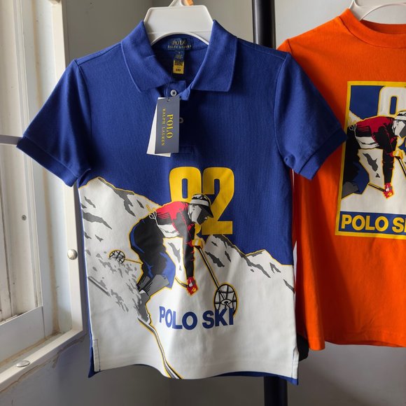 NWT LOT OF 2 SHIRTS Polo RALPH LAUREN BOYS 7 SKI GRAPHIC POLO SHIRT, T SHIRT - Picture 2 of 6